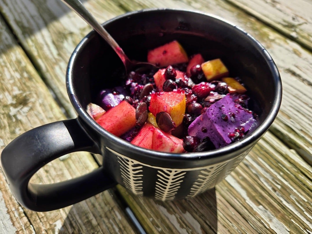 Warm Blueberry Tofu & Pear Bowls  + Pumpkin Seeds & Cacao